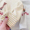 Spring Arrival Girls Long Sleeve Cartoon Bear T Shirt Kids Striped Tops Kid Clothes 210528