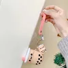 Silicone Pérola Leite Chá Bonito Keychain Kawaii Luxo Chaveiros Para Senhoras Meninas Saco Airpods Charm Acessórios Presentes Presente Anéis G1019