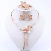 Set di gioielli a forma di fiore in oro Dubai da sposa Set di orecchini di collana di cristallo Set di gioielli di moda da donna per la festa nuziale nigeriana H1022
