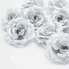 Yoshiko 50PCS Artificial Gold/Silver Rose Silk Flowers Decoration for Wedding Party Home DIY Decoration Bridal Fake Flowers 211108