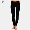 LetsFind Ankomst Kvinnor Plus Storlek Leggings Solid Svart Hög midja Bekväm andning Fritt Fitness Stretch Leggings 211204