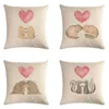 Cuscino/Cuscino decorativo Decorazioni per la camera da letto Federa di lino stampato scoiattolo adorabile Fodera per cuscino quadrata per la casa 45x45 cm Fall In Love Animal Patte