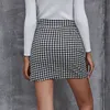 Kvinnor kjolar plaid sommar spodniczka jupe taille haute femme bomull designer mini kvinna birsday gåva sexig hiped svart och vit x0428