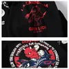 stampa moda harajuku manica corta in cotone da uomo cartone animato diavolo rosso maglietta divertente tee per uomo hip tee