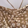 Stain Luxury Imitation Spaghetti Strap Leopard Klänning Vintage Sommar Elegant Bandage Backless Beach Holiday Dresses 210521