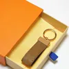 2021 Keychain Key Chain Buckle Keychains Lovers Car Handmade Leather Men Women Bags Pendant Accessories 9 Color style with box dust bag
