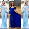 US Women Lace Maternity Dress Maxi Fancy Long Gown Graviditet Fotografi Props Y Q0713