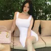 Verão coreano Low-Cut Bolsa Sexy Vest Vest Vestido Feminino Feminino Estado-montagem Magro Moda Temperamento 210416
