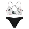 Çiçek Rastgele Baskı Mayo Mayo kadın Yüzme Takım Elbise Bikini Kesim Çiçek Iki Parçalı Beachwear 210625
