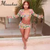 Missakso Summer Floral Printed Lace Up Crop Top Irregular Mini Skirt Women 2 Piece Set Suit Fashion Beach Outfits 210625