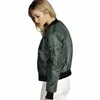 İlkbahar Sonbahar Kadın İnce Ceketler Tops MA1 Temel Bombacı Ceket Uzun Kollu Ceket Rahat Standı Yaka Slim Fit Giyim 210607
