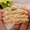 4pcs / lot afrikansk 24k guldfärg bröllop bangles armband för kvinnor arabiska Ramadan armband smycken Q0720