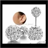 Stud Drop Delivery 2021 Double Side Earrings Vintage Shamball Disco Ear Jewelry White Gold Overlay Sier Crystal Ball Bohemian Wedding PS0008