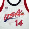 Genähtes Olympia-Team USA #14 G. Robinson, weißes Champion-Trikot, Stickerei, individuell, beliebiger Name, Nummer, XS-5XL, 6XL