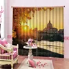 Curtain & Drapes In The Sunset Curtains European Old Castle 3d Landscape For Living Room Bedroom Blackout