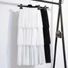 Прибытие большого размера женское жирное мм 2021 Лето плиссированная с высокой талией тонкие сплошные юбка для пирога модные юбки