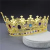 Drottning King Bridal Crown For Women Diadem Bride Headdress Round Tiaras and Crowns Wedding Hair Smycken Pagant Headpiece x0726