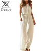 Kobiety Kombinezon Bez Rękawów High Waist Pani Kobiet Luźne Dorywczo Elastyczne Letnia White S Fashion 210513