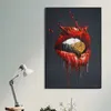 Rote Lippen Mund Kugel Leinwand Malerei Wand Kunst Bilder für Wohnzimmer Dekoration abstrakte Kunst Poster und Drucke