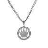 Style de rue de luxe cuivre Royal King Crown pendentif hommes en acier inoxydable collier Cuba chaîne colliers pendentifs pour bijoux 2106211615832