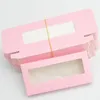 Falska ögonfransar Partihandel pappersfranslådor förpackning Eyelash Box Package Anpassa ingen bricka logotyprektangel rosa kartong förvaringsmakeup fodral