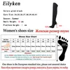 Eilyken 2022 Stivali invernali da donna Tessuto elasticizzato Stivali alti alla coscia Moda Stivali sopra il ginocchio Scarpe con tacco alto Donna Cucito 220214