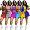 Tracksuits for Women Summer Two Piece Dress Shorts Set Slim Fit Sports Vest kjol ärmlös t-shirt yoga shorts tryck jogger set outfits gymkläder