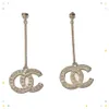 Fashion 18K Gold Plated Tassel Designer Letters Stud Long Earring Dangle Crystal Geometric Luxury Brand Women Rhinestone Pearl Wedding Party Jewerlry Accessories