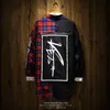 Shirts Men Ins Hip Hop Patchwork Plaid Long Sleeve Shirt Male Japanese Loose Long Coat Bf