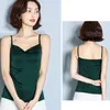 Slim Silk Satin Strapped Vest Summer Blouse Women Base Shirt Solid V-neck Top Woman Ropa De Mujer 9690 210508