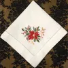 Uppsättning av 12 mode linne middag bord servett 20x20-tum broderade blommiga vintage te servetter för speciella tillfällen