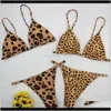 Womens Apparel Leopard Bikini Zomer Vrouwen Badmode Kleding Sexy 2 stks Bras Gstring Set Badpak Drop Levering 2021 HWQIT