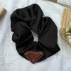 Black Triangle Letter Scrunchies Hairbands Solid Color Satin Hair Bands Large intestine Hair Ties Ropes Girls Ponytail Holder Hair Accessories Brand Designs