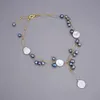 GuaiGuai Jewelry White Coin Pearl Black Rice Pearl Chain Necklace Handmade For Women Real Gems Stone Lady Fashion Jewellery6382692
