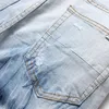 Europese en Amerikaanse stijl luxurys heren slanke gat jeans trendy casual vijfpuntige ster patch stretch broek lichtblauwe denim broek