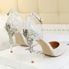 Funkelnde Designer-Schuhe für Damen, bequem, für Hochzeit, Brautschuhe, High Heels, Sandale für Hochzeit, Abend, Party, Abschlussball