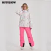 Chaquetas de esquí 2021 traje de esquí para mujeres adultas invierno impermeable transpirable cálido Snowboard chaqueta baberos pantalones resistentes al viento al aire libre