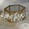 Accessoires de mariage Perle d'eau douce Porcelaine Peignes à cheveux Pins Fleur Feuille Coiffes Or Couleur Épingles À Cheveux Mariée Bijoux De Mariée X0625