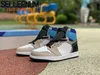 Jumpman University 블루 1 1S 농구 신발 망 여성 프로토 타입 브리드 특허 UNC Jordn 꽃가루 하이퍼 로얄 Seafoam Chicago Dark Mocha