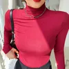 Real Po 2022 High Collar Modal Base Shirt Women's Long Sleeves In Autumn Winter With Solid Color Top Slim T-Shirt Trend