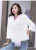 여성용 모피 가짜 양고기 칼라 3/4 슬리브 소녀의 패션 짧은 스타일 자켓