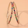 2 pcs exagerar grande círculo arco-íris aro brincos rhinstone piercing simples elegante loop redondo brinco mulheres 2021 jóias