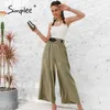 Solid color high waist wide leg pant Loose casual summer pants trousers Classic ruffled soft long female bottoms 210706