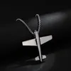 Pendant Necklaces Men's Necklace World War II Small Plane Solid Stainless Steel High-Quality Jewelry Handsome Cool T-Shirt With Chain