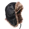 Chapeau de bombardier en cuir russe de haute qualité hiver Ushanka chapeau hommes femmes pilote trappeur chapeau fausse fourrure oreillette bonnet de neige oreillettes