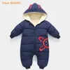 Monos Mono de invierno Bebé nacido Plus Traje de nieve de terciopelo Ropa de nieve Abrigo Boy Warm Romper Down Cotton Girl Ropa Body 211229