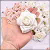 Fleurs décoratives couronnes fournitures de fête de fête maison jardin 30 pièces 6 cm peinture à l'huile Vintage Rose artificielle têtes de fleurs en soie mariage décembre