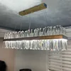 Lampy wiszące nowoczesne wiszące żyrandol do salonu luksusowy prostokąt kuchenny Kryształ Chrome żyrandole Led Dining