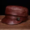 ベレー帽Pudi Men Women Beret Hat Geunine Leather Unisex Bucket Caps HL105