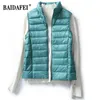 13 colori Womens Packable Gilet ultraleggero Gilet imbottito Gilet invernale Colletto sottile Giacca portatile senza maniche sottile 211130